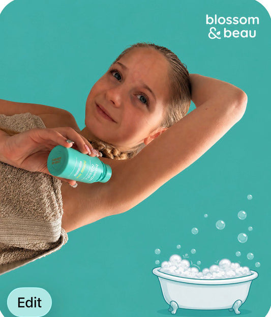 young girl trying deodorant vs aerosol